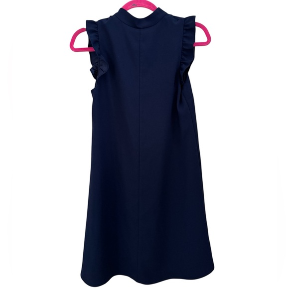 Lilly Pulitzer Adalee Ruffle Shirt Dress True Navy Pearl Embellishments Size 00 - Picture 11 of 14